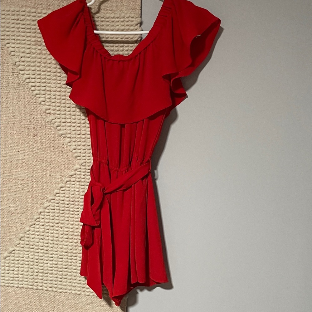Forever 21 Red Ruffle Mini Romper